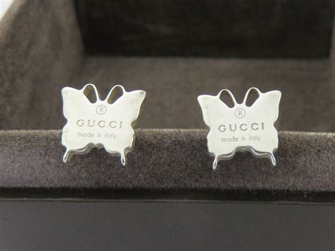 gucci ear studs|gucci sterling silver butterfly earrings.